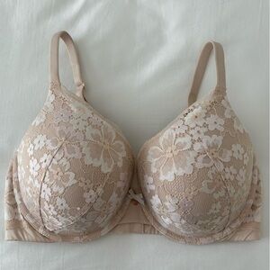 Victoria’s Secret Body by Victoria Perfect Shape Bra 34DD Beige Nude Lace NWOT